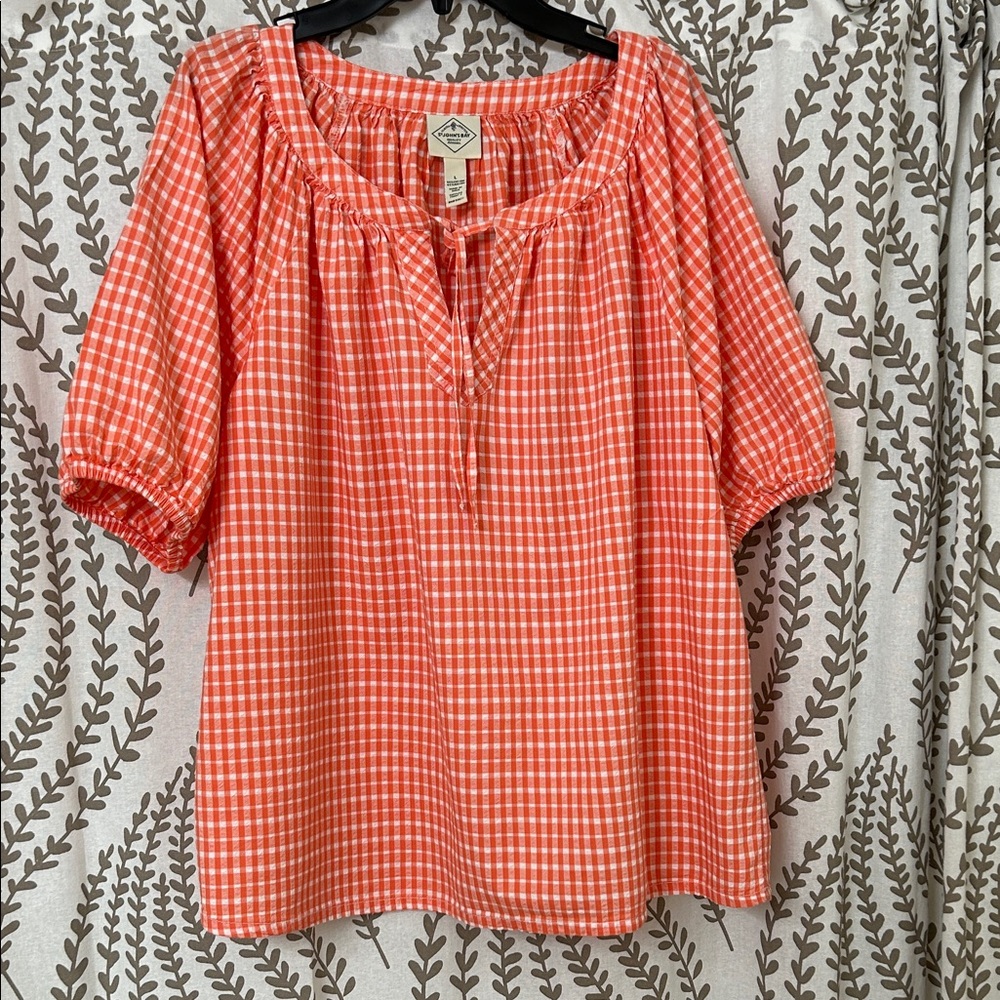 St. John's Bay-large Coral Checkered Blouse